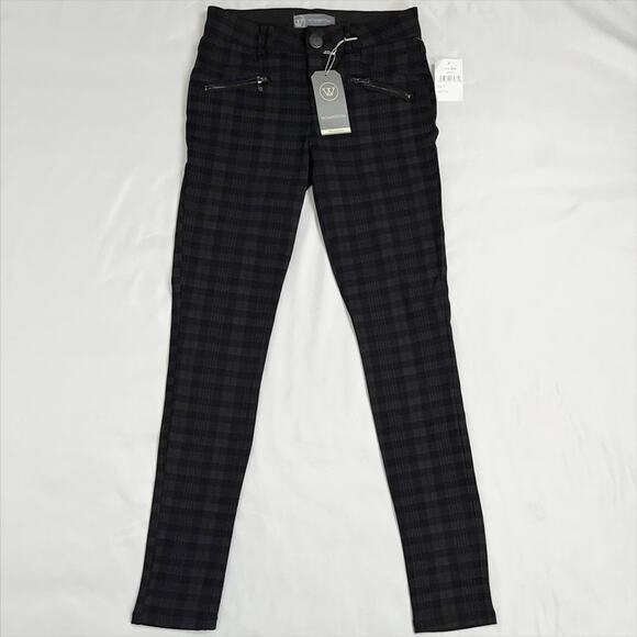 Wit & Wisdom Ab-Solution Ponte Black & Gray Plaid Skinny Pants Size 0 NWT - Picture 2 of 13